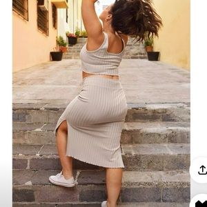 Aerie Ribbed Midi Skirt & Tank Set